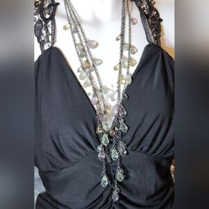 Vintage Ann Taylor LOFT Multi-Color Beaded Boho Statement Necklace